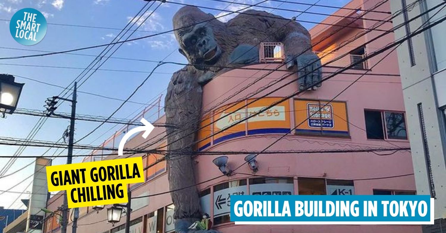 Sangenjaya Gorilla: Giant King Kong-like Figure Hanging From The Top Of A 3-Storey Building